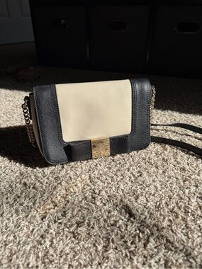 kate spade Black and Cream Leather Crossbody with Gold Hardware